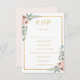 Elegante carta Rubor Floral Pastel Carta RSVP Elec