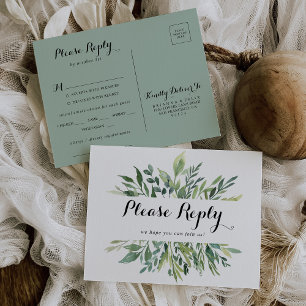 Elegante carta tropical verde carta RSVP postal