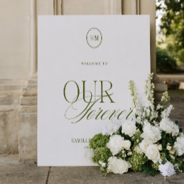 Elegante cartel de bienvenida a nuestra boda en ve