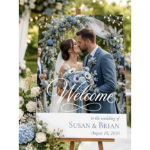 Elegante cartel de bienvenida de boda con foto per