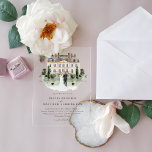 Elegante casa de campo | Invitación a bodas de Vil<br><div class="desc">Elegante casa de campo | Invitación a la boda de Villa - Invite a la familia y a los amigos a su alegre evento con nuestra elegante casa de campo | Invitación a la Boda de Villa con un pintoresco ilustracion acuático de una mansión de campo opulenta con novia, novio...</div>