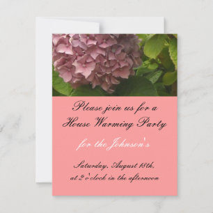 Elegante Casa De Hidrangea Rosa Invitación Calenta