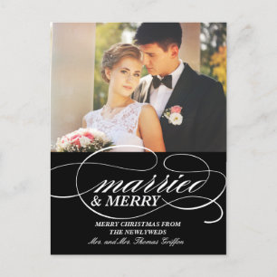 Elegante casado y morado Postal de navidades