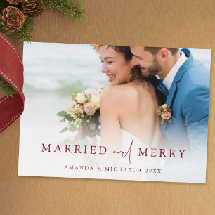 Elegante Casados y Alegres Foto Tarjeta de Navidad