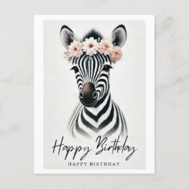 Elegante cebra con tarjeta de cumpleaños de la Cor