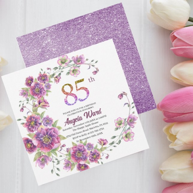 Elegante celebración de cumpleaños  invitación flo (Subido por el creador)