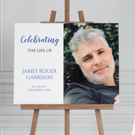 Elegante Celebración de la Vida en Azul Foto Memor