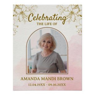 Elegante Celebración de la Vida Foto Póster Funera