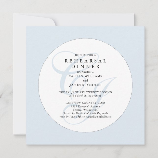 Elegante cena de Boda azul turquesa (Anverso)