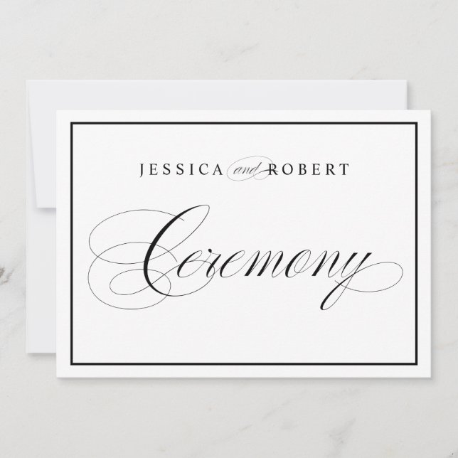 Elegante ceremonia de boda Rótulo frontera negra (Anverso)