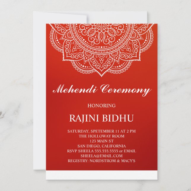 Elegante ceremonia de Crimson Paisley indio Mehndi (Anverso)