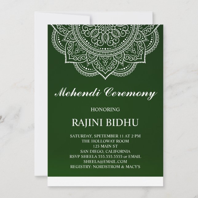 Elegante ceremonia india Mehndi Emerald Paisley (Anverso)