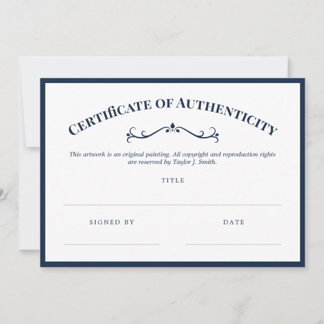 Elegante certificado blanco de la marina de guerra (Anverso)