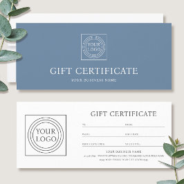 Elegante Certificado de Regalo Azul con Logotipo P