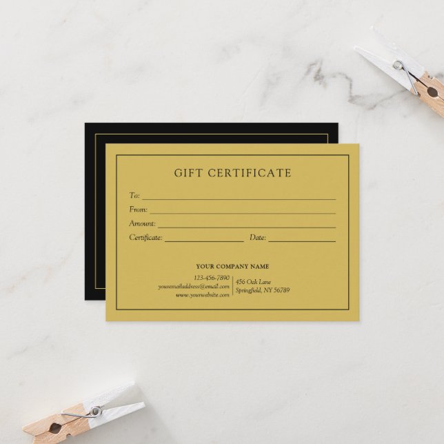 Elegante Certificado De Regalo Comercial Con Logot (Anverso/Reverso In Situ)