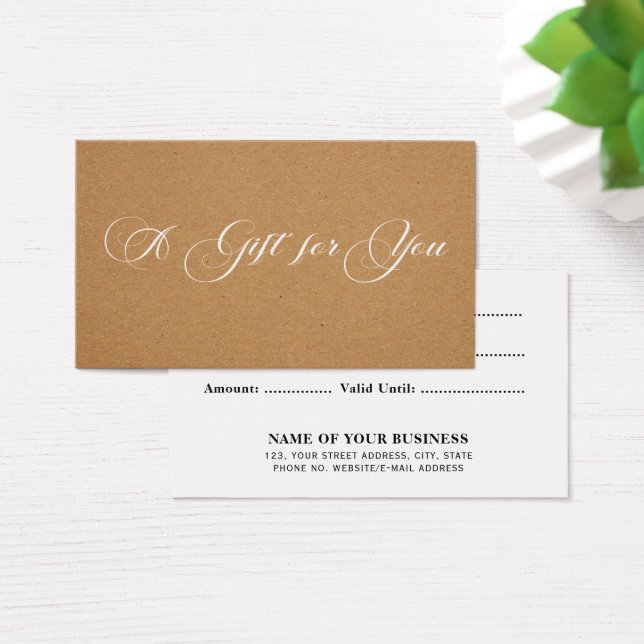 Elegante Certificado de Regalo Comercial de Kraft (Escritorio)