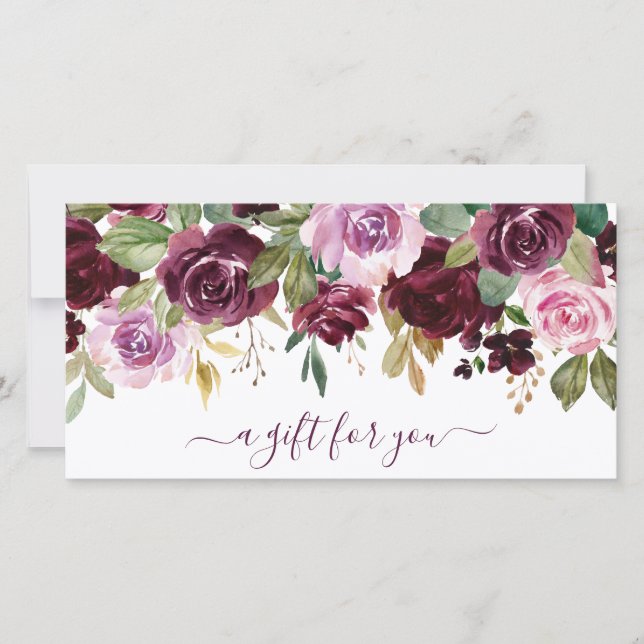Elegante Certificado de Regalo Comercial Purple Fl (Anverso)