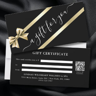 ELEGANTE CERTIFICADO DE REGALO CON CINTA DE ORO NE