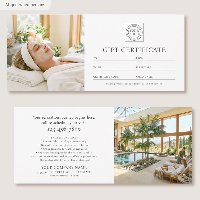 Elegante certificado de regalo con logotipo de fot (Subido por el creador)