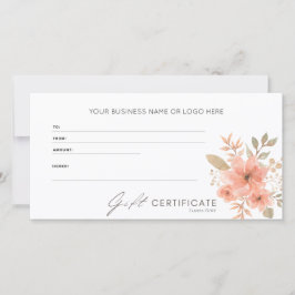 Elegante Certificado de Regalo con Logotipo Floral