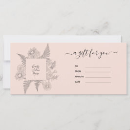 Elegante certificado de regalo de belleza floral r