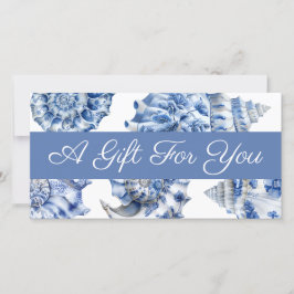 Elegante certificado de regalo de conchas azules