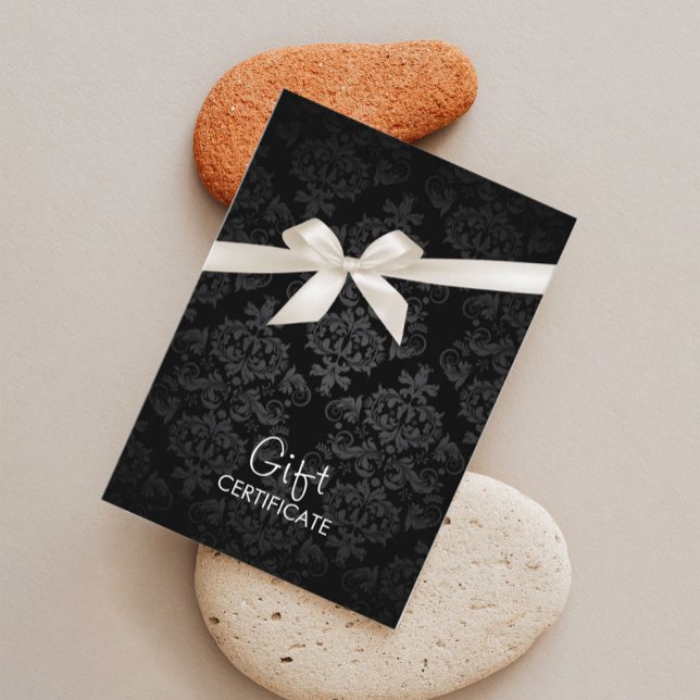 Elegante certificado de regalo de damasco negro (Subido por el creador)