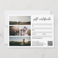 Elegante certificado de regalo de fotografía simpl