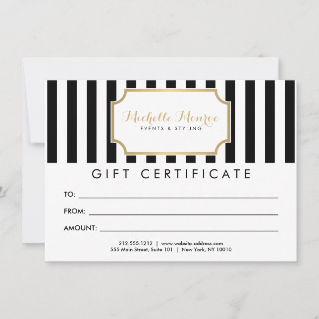 Elegante certificado de regalo de franjas audaces  (Anverso)