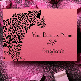 Elegante certificado de regalo de Jaguar rosa y ne
