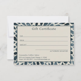 Elegante certificado de regalo de la Marina Azul R