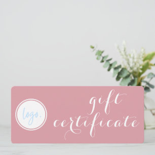 ELEGANTE CERTIFICADO DE REGALO DE LOGOTIPO DE NEGO