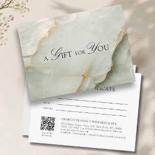 Elegante certificado de regalo de mármol verde sab