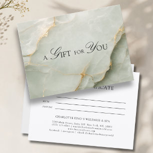Elegante Certificado de Regalo de Mármol Verde Sal