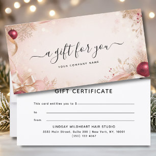 Elegante certificado de regalo de Navidad para neg