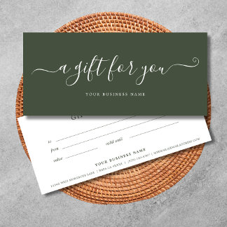 Elegante certificado de regalo de negocios verde f