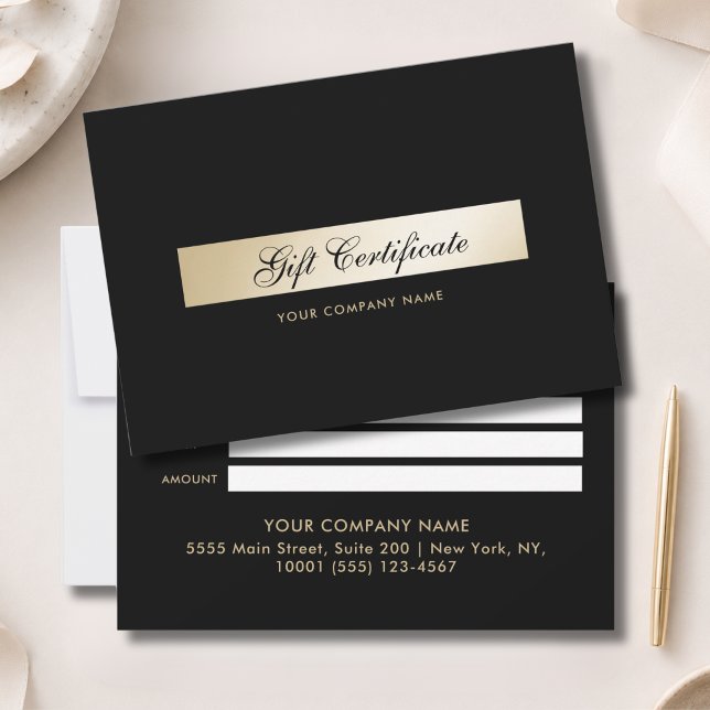 Elegante certificado de regalo de oro negro (Elegant Black Gold Gift Certficate)