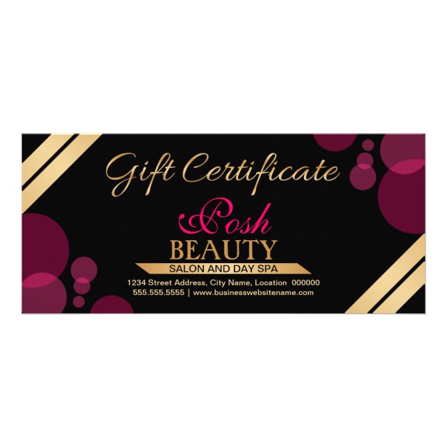 Elegante certificado de regalo de oro y rosa calie (Frente)