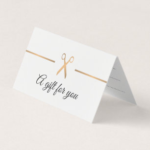 Elegante certificado de regalo de pelo blanco Faux