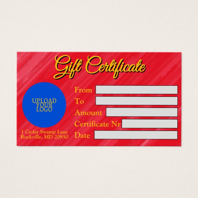 Elegante certificado de regalo de Personalizable (Frente)