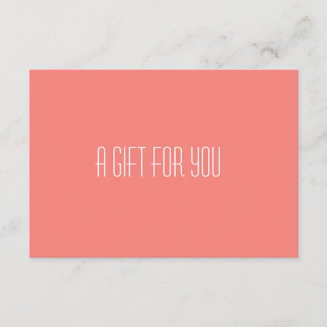 Elegante Certificado de regalo de regalo de Coral  (Anverso)