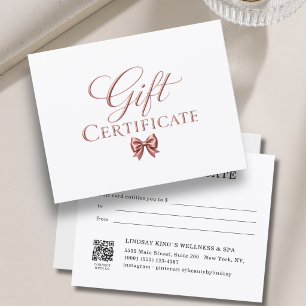 Elegante certificado de regalo de Rosa de Oro Blan