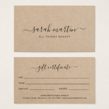 Elegante certificado de regalo de salón de belleza