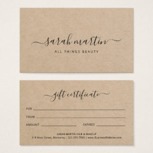 Elegante certificado de regalo de salón de belleza