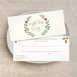 Elegante certificado de regalo de Wreath de vacaci