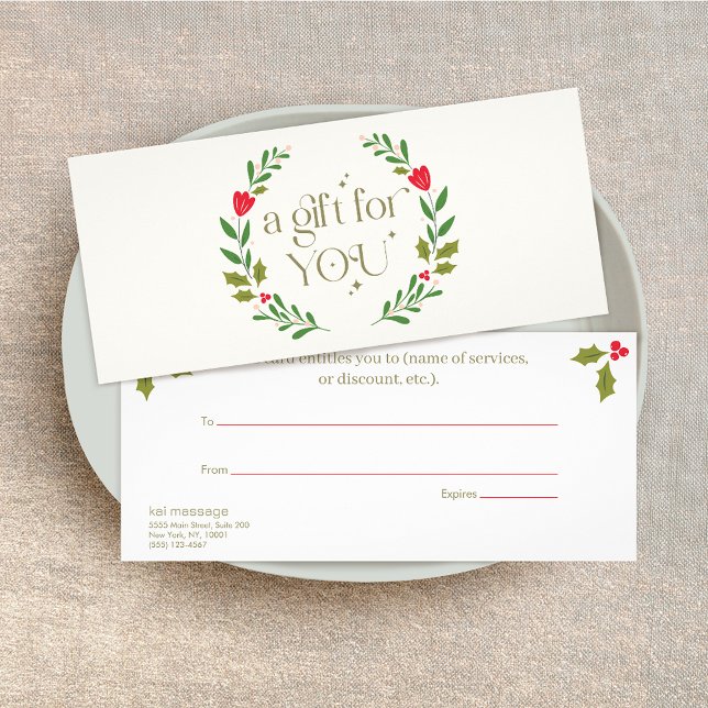 Elegante certificado de regalo de Wreath de vacaci (Subido por el creador)