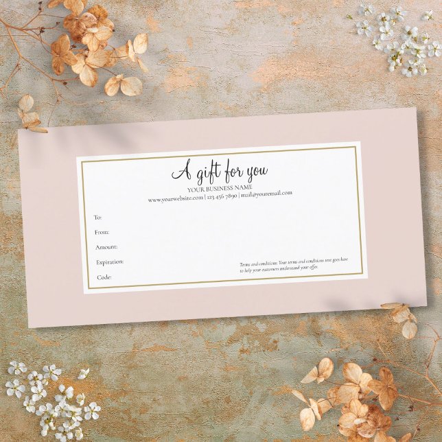 Elegante Certificado de Regalo en Rosa Oro (Elegant Rose Gold Gift Certificate)
