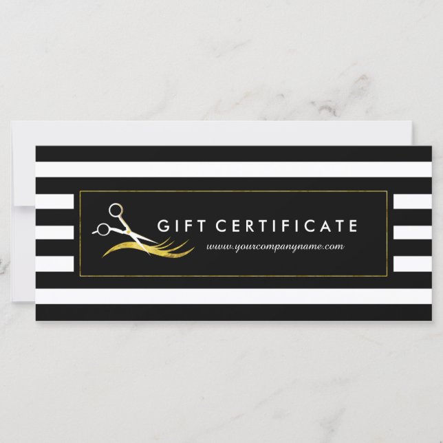 Elegante certificado de regalo estilista de pelo (Anverso)