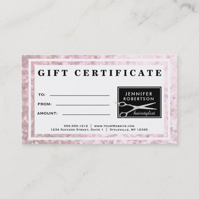 Elegante Certificado de Regalo Hairstylist (Reverso)