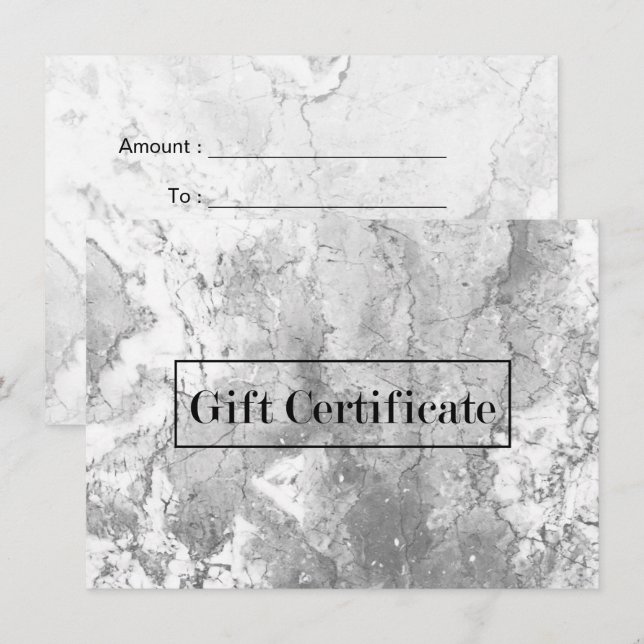 Elegante certificado de regalo moderno de piedra d (Anverso / Reverso)